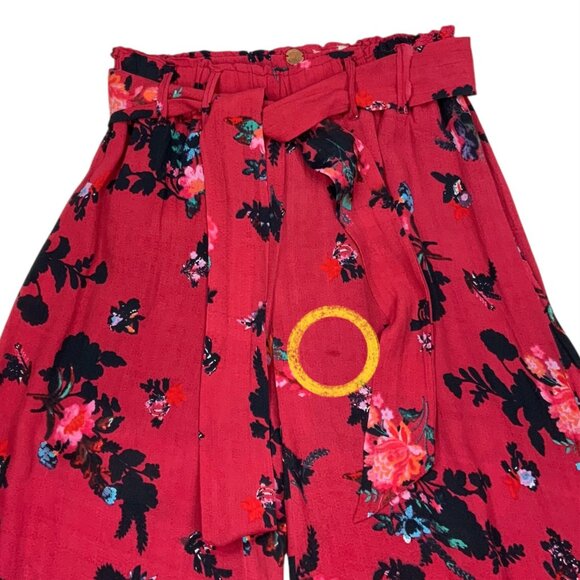 Free People FP One Aloha Wide Leg Pant S Red Floral - Picture 8 of 12